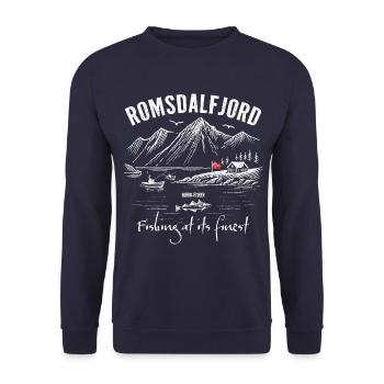 Fishing at its finest - Romsdalfjord - Norway - Unisex Sweatshirt - navy - Front - Alina (178cm) & Michal (187cm)