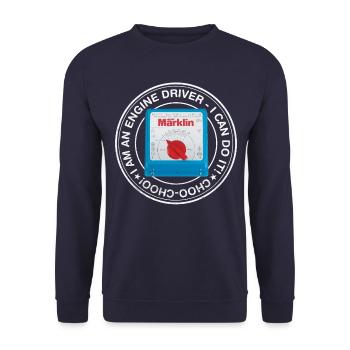Märklin Engine Driver Lokführer Typografie - Unisex Pullover - Navy - Vorne - Alina (178cm) & Michal (187cm)