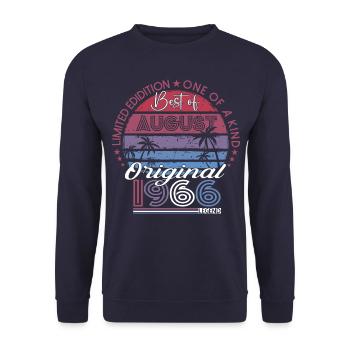 Original August 1966 56. Geburtstag Geschenk Fun - Unisex Pullover - Navy - Vorne - Alina (178cm) & Michal (187cm)