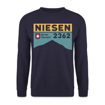 Niesen Wandern Wanderung Treppenlauf Höhe Souvenir - Unisex Pullover - Navy - Vorne - Alina (178cm) & Michal (187cm)