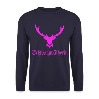 Schwarzwälderin Hirschgeweih - Unisex Pullover - Navy - Vorne - Alina (178cm) & Michal (187cm)