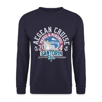 AEGEAN CRUISE Santorini - Unisex Sweatshirt - navy - Front - Alina (178cm) & Michal (187cm)
