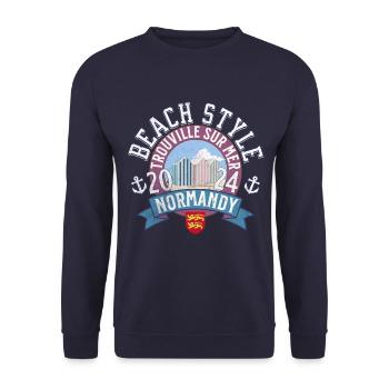 Beach style Normandy Trouville - Unisex Sweatshirt - navy - Front - Alina (178cm) & Michal (187cm)