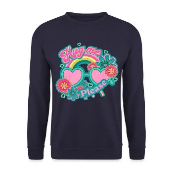 Umarme mich bitte, - Unisex Pullover - Navy - Vorne - Alina (178cm) & Michal (187cm)