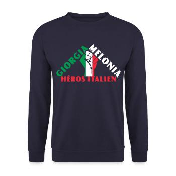 Georgia Meloni Héros italien - Sweat-shirt Unisexe - marine - Devant - Alina (178cm) & Michal (187cm)
