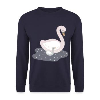 Maman cygne avec bébé fille cygne - Sweat-shirt Unisexe - marine - Devant - Alina (178cm) & Michal (187cm)