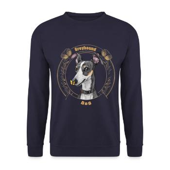lévrier de dessin animé avec papillon mignon - Sweat-shirt Unisexe - marine - Devant - Alina (178cm) & Michal (187cm)