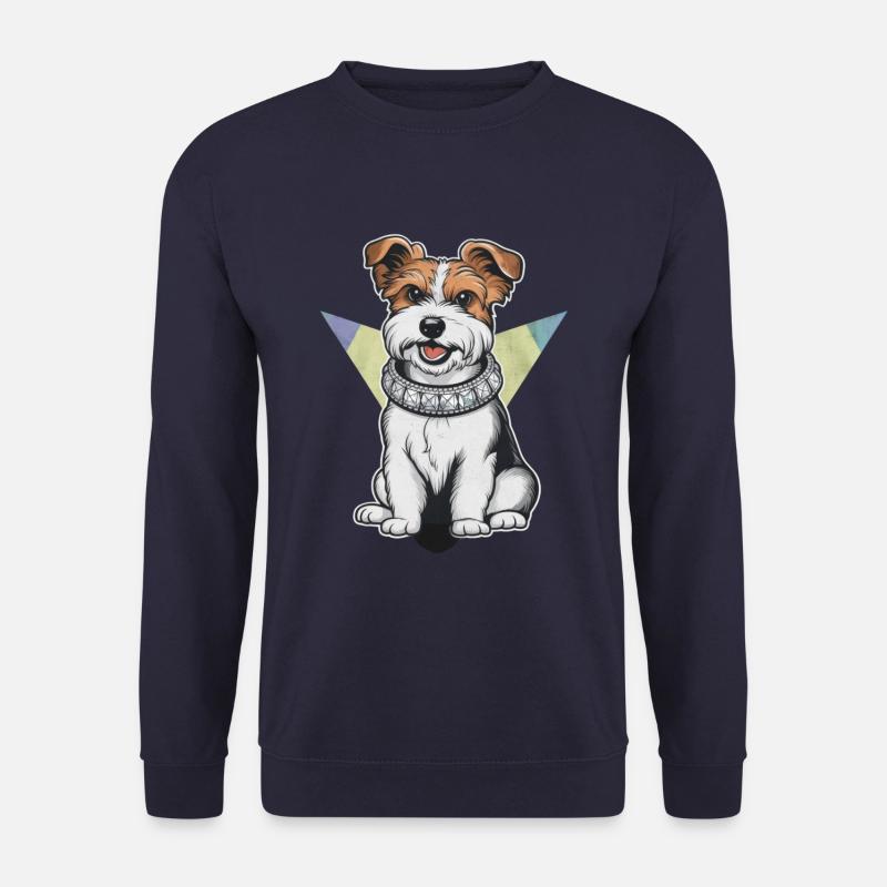 Dandie Dinmont Terrier im Cartoon Design - Unisex Pullover - Navy