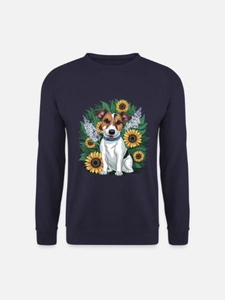 Süßer Jack Russel Terrier mit Sonnenblumen - Unisex Pullover - Navy