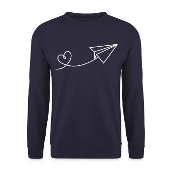 Avion en papier papier aviateur coeur vacances voyage - Sweat-shirt Unisexe - marine - Devant - Alina (178cm) & Michal (187cm)