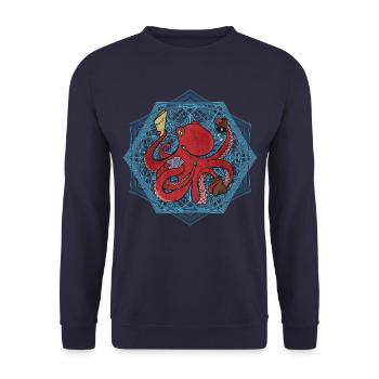 Board Game Card Game Drafting Dice Octopus Red - Unisex Sweatshirt - navy - Front - Alina (178cm) & Michal (187cm)