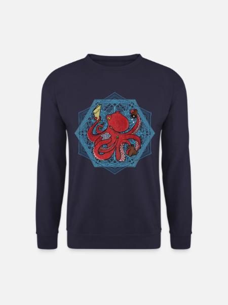 Brætspil Kortspil Udkast Terninger Blæksprutte Rød - Unisex sweater - marineblå