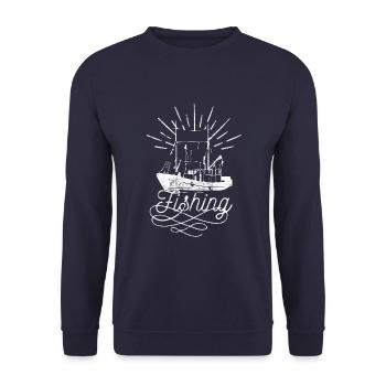 Fischen Angeln - Unisex Pullover - Navy - Vorne - Alina (178cm) & Michal (187cm)
