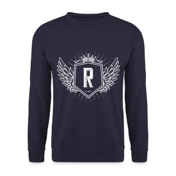 R letter coat of arms - Unisex Sweatshirt - navy - Front - Alina (178cm) & Michal (187cm)