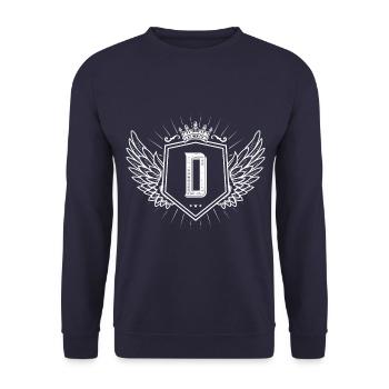 D letter coat of arms - Unisex Sweatshirt - navy - Front - Alina (178cm) & Michal (187cm)