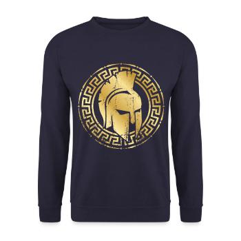 spartaner helm gold - Unisex Pullover - Navy - Vorne - Alina (178cm) & Michal (187cm)