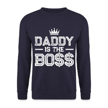 Papa ist der boss - Unisex Pullover - Navy - Vorne - Alina (178cm) & Michal (187cm)