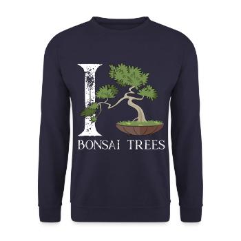 I love bonsai trees - Unisex Sweatshirt - navy - Front - Alina (178cm) & Michal (187cm)