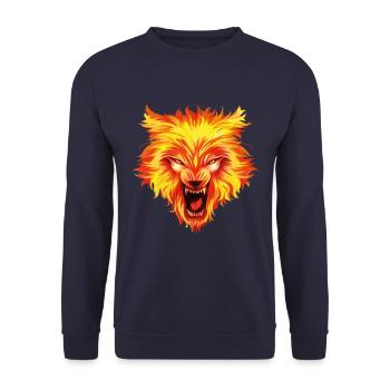 Wolf Kopf Beast Wild - Unisex Pullover - Navy - Vorne - Alina (178cm) & Michal (187cm)