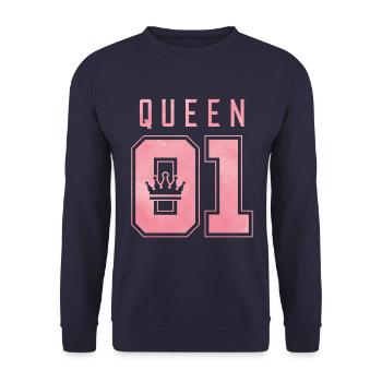 Queen Königin 01 - Unisex Pullover - Navy - Vorne - Alina (178cm) & Michal (187cm)