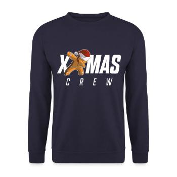Lebkuchenmann Dab Crew Weihnachten - Unisex Pullover - Navy - Vorne - Alina (178cm) & Michal (187cm)