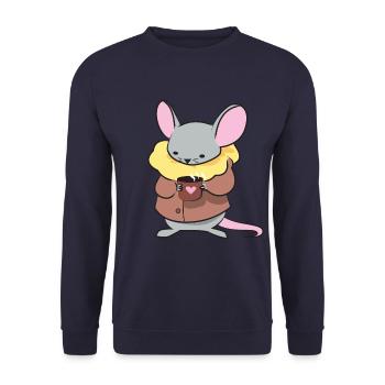Coffee Mouse - Unisex Sweatshirt - navy - Front - Alina (178cm) & Michal (187cm)