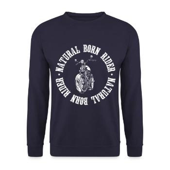 Motorcycle Biker Saying Born - Unisex Sweatshirt - navy - Front - Alina (178cm) & Michal (187cm)