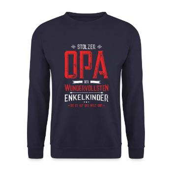 Stolzer Opa Enkelkinder - Unisex Pullover - Navy - Vorne - Alina (178cm) & Michal (187cm)