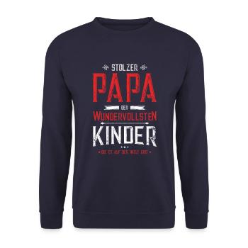 Stolzer Papa der Wundervollsten Kinder - Unisex Pullover - Navy - Vorne - Alina (178cm) & Michal (187cm)