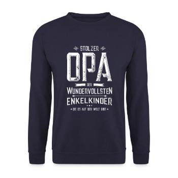 Stolzer Opa - Unisex Pullover - Navy - Vorne - Alina (178cm) & Michal (187cm)