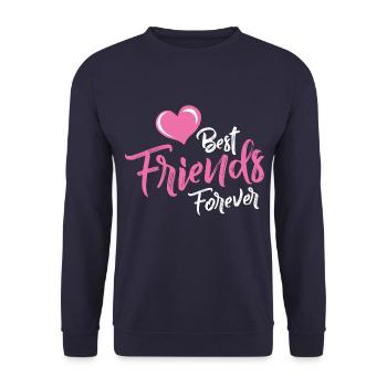 best friends heart - Unisex Sweatshirt - navy - Front - Alina (178cm) & Michal (187cm)
