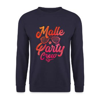Malle party crew bunt - Unisex Pullover - Navy - Vorne - Alina (178cm) & Michal (187cm)