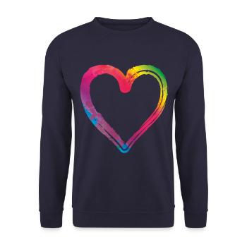 coeur coloré - Sweat-shirt Unisexe - marine - Devant - Alina (178cm) & Michal (187cm)