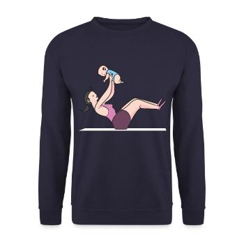 fitness mama baby - Unisex Pullover - Navy - Vorne - Alina (178cm) & Michal (187cm)