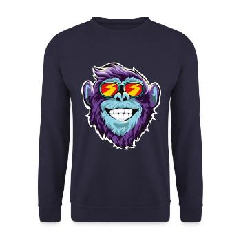 Affe Sonnenbrille Kopf Gesicht - Unisex Pullover - Navy - Vorne - Alina (178cm) & Michal (187cm)