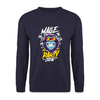 Malle Affe Party Crew - Unisex Pullover - Navy - Vorne - Alina (178cm) & Michal (187cm)