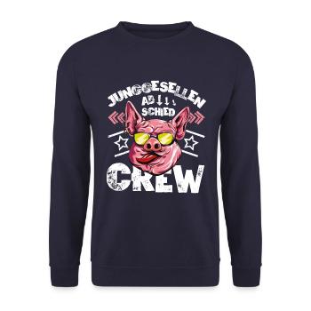 Junggesellenabschied crew schwein - Unisex Pullover - Navy - Vorne - Alina (178cm) & Michal (187cm)