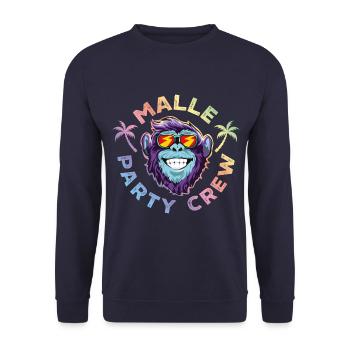 Malle party crew affe bunt - Unisex Pullover - Navy - Vorne - Alina (178cm) & Michal (187cm)