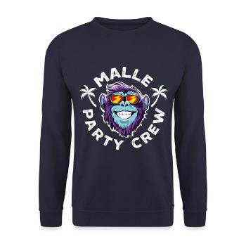 Malle party crew affe - Unisex Pullover - Navy - Vorne - Alina (178cm) & Michal (187cm)