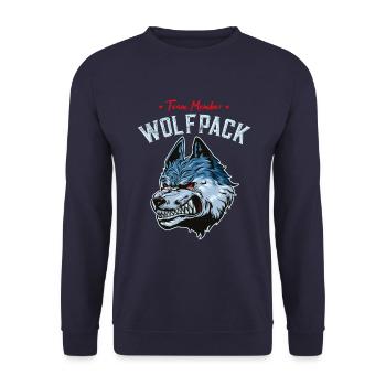wolf wolfpack team - Unisex Sweatshirt - navy - Front - Alina (178cm) & Michal (187cm)