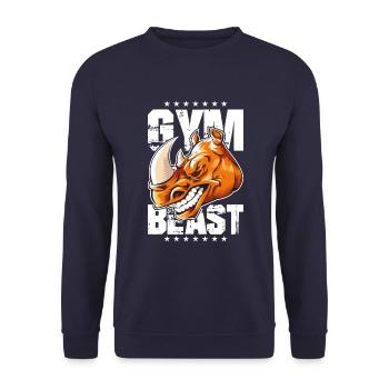Rhinoceros gym beast - Unisex Sweatshirt - navy - Front - Alina (178cm) & Michal (187cm)