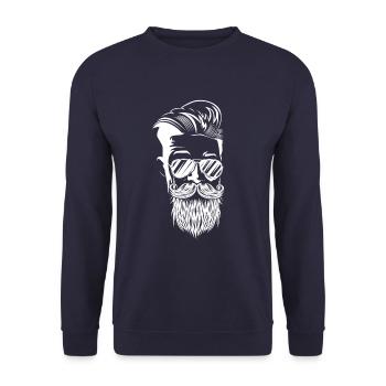 hipster barbe pleine tête de barbe - Sweat-shirt Unisexe - marine - Devant - Alina (178cm) & Michal (187cm)