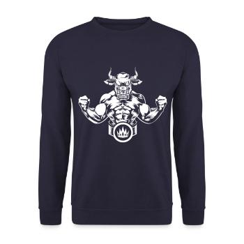 Kämpfer Bulle Stier - Unisex Pullover - Navy - Vorne - Alina (178cm) & Michal (187cm)