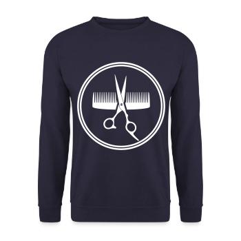 Ciseaux peigne icône symbole cercle - Sweat-shirt Unisexe - marine - Devant - Alina (178cm) & Michal (187cm)
