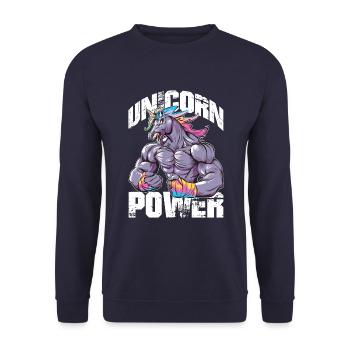 Einhorn Power Fitness - Unisex Pullover - Navy - Vorne - Alina (178cm) & Michal (187cm)