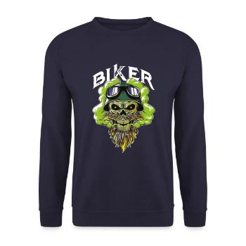 biker skull motorcycle - Unisex Sweatshirt - navy - Front - Alina (178cm) & Michal (187cm)