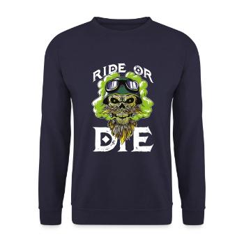 biker skull ride or die - Unisex Sweatshirt - navy - Front - Alina (178cm) & Michal (187cm)