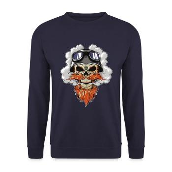biker skull symbol logo motorcycle - Unisex Sweatshirt - navy - Front - Alina (178cm) & Michal (187cm)