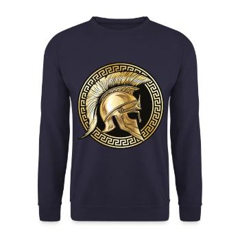 spartaner helm gold - Unisex Pullover - Navy - Vorne - Alina (178cm) & Michal (187cm)