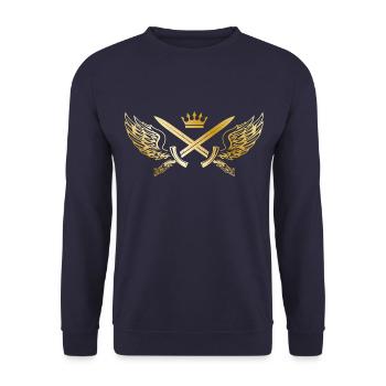 schwert wappen gold krone - Unisex Pullover - Navy - Vorne - Alina (178cm) & Michal (187cm)